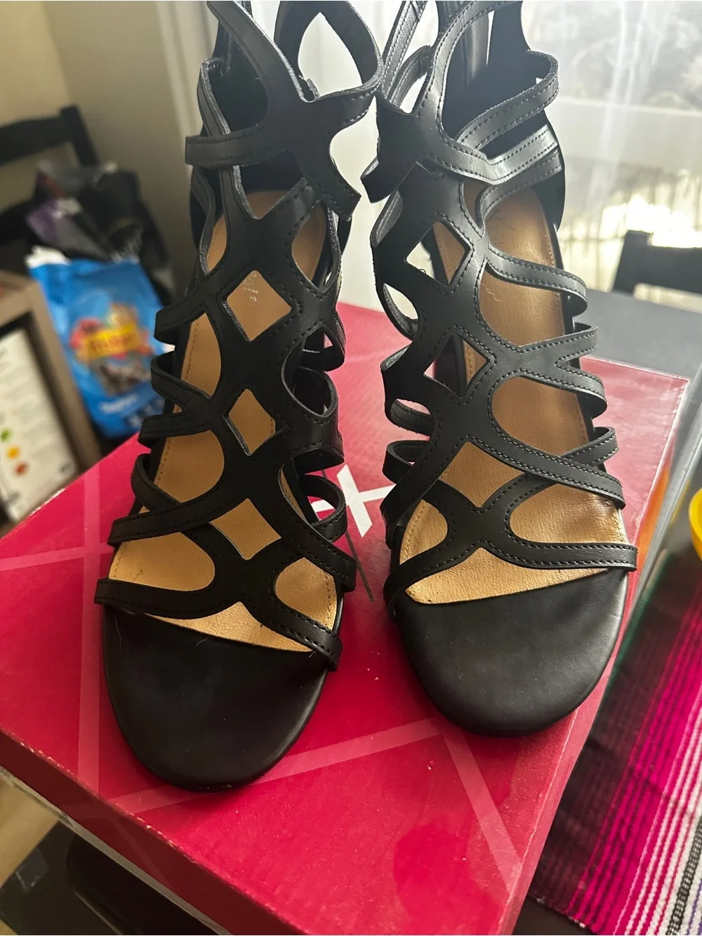 Xappeal Black Strappy Cutout High Heel Sandals